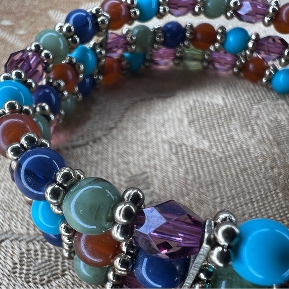 BEADED COLORFUL BRACELET WOMENS BOHO BOHEMIAN TEAL BLUE - Picture 4 of 5
